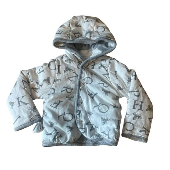 Burts Bees Baby Organic Cotton Reversible Hooded Sweatshirt Size 6 to 9 Months - Picture 2 of 9